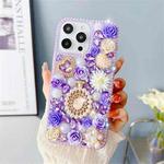 For iPhone 16 Diamond Inlaid Rose PC Phone Case(Purple)