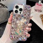 For iPhone 15 Pro Max Plum Blossom Handmade Diamond Inlay PC Phone Case(Pink)