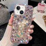 For iPhone 14 Plus Plum Blossom Handmade Diamond Inlay PC Phone Case(Pink)