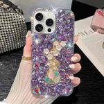 For iPhone 14 Pro Plum Blossom Handmade Diamond Inlay PC Phone Case(Purple)