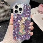 For iPhone 14 Pro Max Plum Blossom Handmade Diamond Inlay PC Phone Case(Purple)