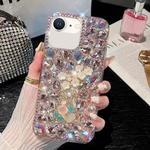 For iPhone SE 2022 /  7 / 8  Plum Blossom Handmade Diamond Inlay PC Phone Case(Pink)