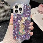 For iPhone 16 Pro Max Plum Blossom Handmade Diamond Inlay PC Phone Case(Purple)