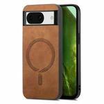 For Google Pixel 8a Retro Magsafe Magnetic PU Back Cover Phone Case(Brown)