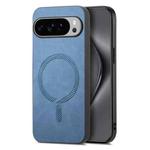 For Google Pixel 10 Pro XL Retro Magsafe Magnetic PU Back Cover Phone Case(Blue)