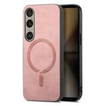 For Sony Xperia 5 V Retro Magsafe Magnetic PU Back Cover Phone Case(Pink)