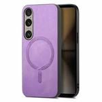 For Sony Xperia 5 V Retro Magsafe Magnetic PU Back Cover Phone Case(Purple)