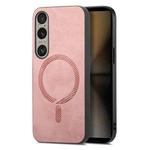 For Sony Xperia 1 V Retro Magsafe Magnetic PU Back Cover Phone Case(Pink)