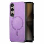 For Sony Xperia 1 V Retro Magsafe Magnetic PU Back Cover Phone Case(Purple)