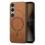 For Sony Xperia 1 V Retro Magsafe Magnetic PU Back Cover Phone Case(Brown)