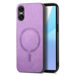 For Sony Xperia 10 V Retro Magsafe Magnetic PU Back Cover Phone Case(Purple)