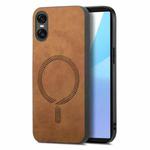 For Sony Xperia 10 V Retro Magsafe Magnetic PU Back Cover Phone Case(Brown)