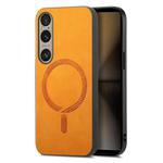 For Sony Xperia 1 VI Retro Magsafe Magnetic PU Back Cover Phone Case(Yellow)