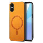 For Sony Xperia 10 VI Retro Magsafe Magnetic PU Back Cover Phone Case(Yellow)