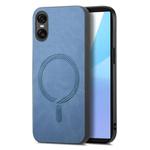 For Sony Xperia 10 VI Retro Magsafe Magnetic PU Back Cover Phone Case(Blue)