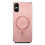 For Sony Xperia 10 VI Retro Magsafe Magnetic PU Back Cover Phone Case(Pink)