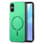 For Sony Xperia 10 VI Retro Magsafe Magnetic PU Back Cover Phone Case(Green)