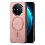 For vivo X100 Pro 5G Retro Magsafe Magnetic PU Back Cover Phone Case(Pink)