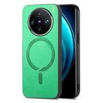 For vivo X100 Pro 5G Retro Magsafe Magnetic PU Back Cover Phone Case(Green)