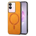 For vivo S17 / S17 Pro Retro Magsafe Magnetic PU Back Cover Phone Case(Yellow)