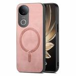For vivo S20 Retro Magsafe Magnetic PU Back Cover Phone Case(Pink)