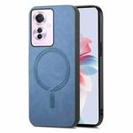 For OPPO Reno11 F Retro Magsafe Magnetic PU Back Cover Phone Case(Blue)