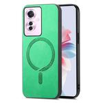 For OPPO Reno11 F Retro Magsafe Magnetic PU Back Cover Phone Case(Green)