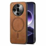 For OPPO Find X7 5G Retro Magsafe Magnetic PU Back Cover Phone Case(Brown)