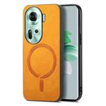 For OPPO Reno11 Global Retro Magsafe Magnetic PU Back Cover Phone Case(Yellow)