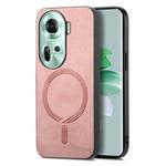 For OPPO Reno11 Global Retro Magsafe Magnetic PU Back Cover Phone Case(Pink)