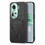 For OPPO Reno11 Global Retro Magsafe Magnetic PU Back Cover Phone Case(Black)