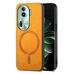 For OPPO Reno11 Pro 5G Global Retro Magsafe Magnetic PU Back Cover Phone Case(Yellow)