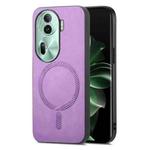 For OPPO Reno11 Pro 5G Global Retro Magsafe Magnetic PU Back Cover Phone Case(Purple)