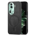 For OPPO Reno11 Pro 5G Global Retro Magsafe Magnetic PU Back Cover Phone Case(Black)