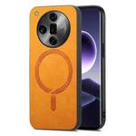 For OPPO Find X7 Ultra 5G Retro Magsafe Magnetic PU Back Cover Phone Case(Yellow)