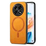 For OPPO A2 Pro Retro Magsafe Magnetic PU Back Cover Phone Case(Yellow)
