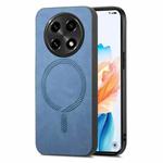 For OPPO A2 Pro Retro Magsafe Magnetic PU Back Cover Phone Case(Blue)