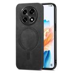 For OPPO A2 Pro Retro Magsafe Magnetic PU Back Cover Phone Case(Black)