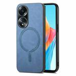 For OPPO A58 4G Retro Magsafe Magnetic PU Back Cover Phone Case(Blue)