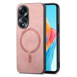 For OPPO A58 4G Retro Magsafe Magnetic PU Back Cover Phone Case(Pink)