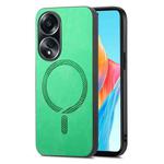 For OPPO A58 4G Retro Magsafe Magnetic PU Back Cover Phone Case(Green)