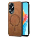 For OPPO A58 4G Retro Magsafe Magnetic PU Back Cover Phone Case(Brown)