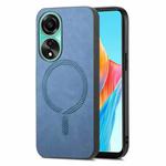 For OPPO A78 4G Retro Magsafe Magnetic PU Back Cover Phone Case(Blue)