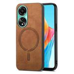 For OPPO A78 4G Retro Magsafe Magnetic PU Back Cover Phone Case(Brown)