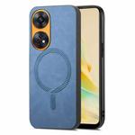 For OPPO Reno8 T / A1 Pro Retro Magsafe Magnetic PU Back Cover Phone Case(Blue)