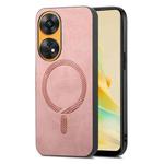 For OPPO Reno8 T / A1 Pro Retro Magsafe Magnetic PU Back Cover Phone Case(Pink)