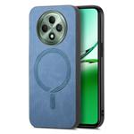 For OPPO Reno12 F 5G Retro Magsafe Magnetic PU Back Cover Phone Case(Blue)