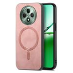 For OPPO Reno12 F 5G Retro Magsafe Magnetic PU Back Cover Phone Case(Pink)