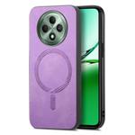 For OPPO Reno12 F 5G Retro Magsafe Magnetic PU Back Cover Phone Case(Purple)