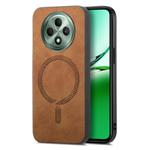For OPPO Reno12 F 5G Retro Magsafe Magnetic PU Back Cover Phone Case(Brown)